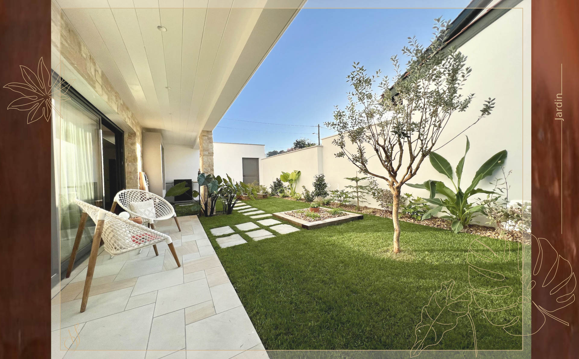 Terrasse et jardin paysager de la Villa Sabaou à Biarritz